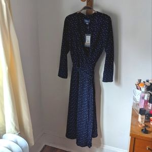 NWT Collectif Blue Polka Dot Wrap Dress